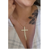 Colar com Cruz Banhado em Ouro 18k - Dourado