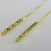 Brinco Fio de Corrente de Zircônias Coloridas Sortidas Banhado em Ouro 18k - Dourado