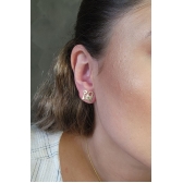 Brinco Duo Chave e Cadeado Banhado em Ouro 18k - Dourado