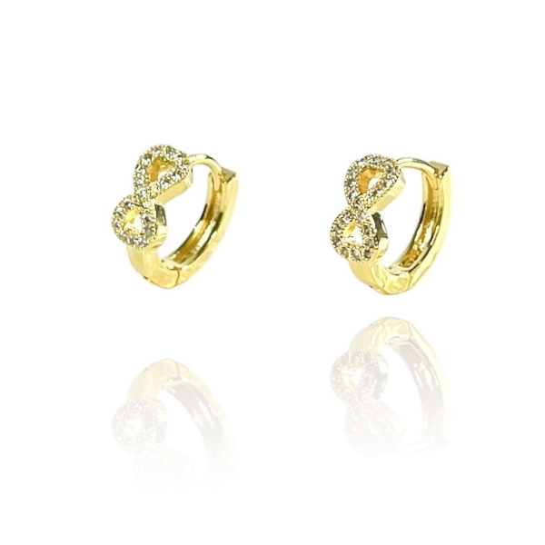 Brinco Argolinha Infinito Com Micro Zircônia Banhado em Ouro 18k - Dourado