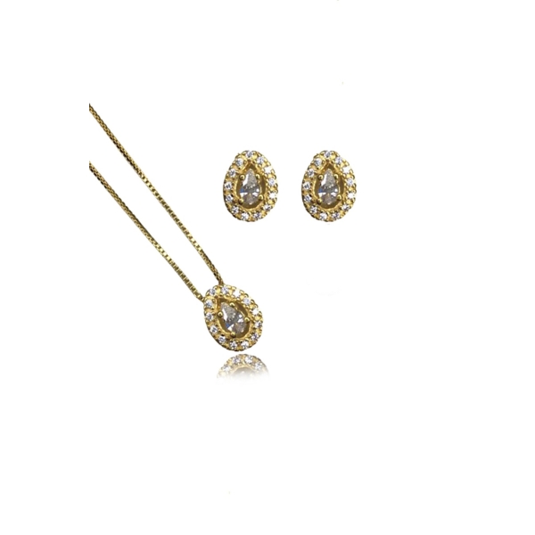 Conjunto de Gotas com Zircônias - Dourado