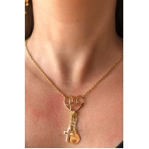Colar com Pingente da Fé, Da Paz E Da Gratidão Banhado em Ouro 18k - Dourado