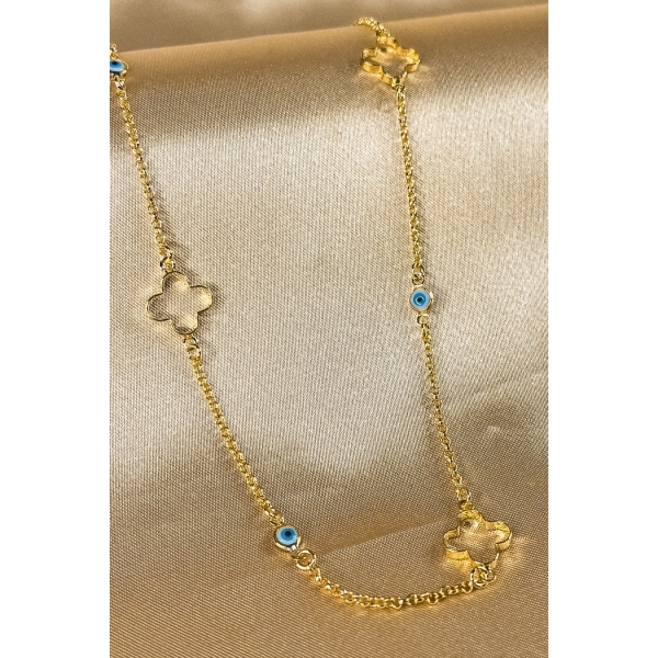 Colar com Olhos Gregos Banhado em Ouro 18k - Dourado