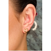 Brinco Pequeno de Coração Vazado Banhado em Ouro 18k - Dourado