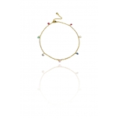 Tornozeleira Com Zircônia Coloridas Banhado em Ouro 18k - Dourado