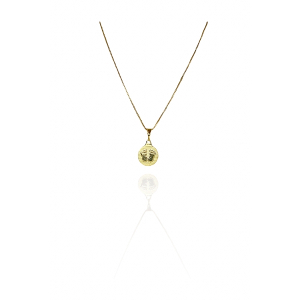 Colar Pingente Reticulado com Pé Banhado em Ouro 18k - Dourado