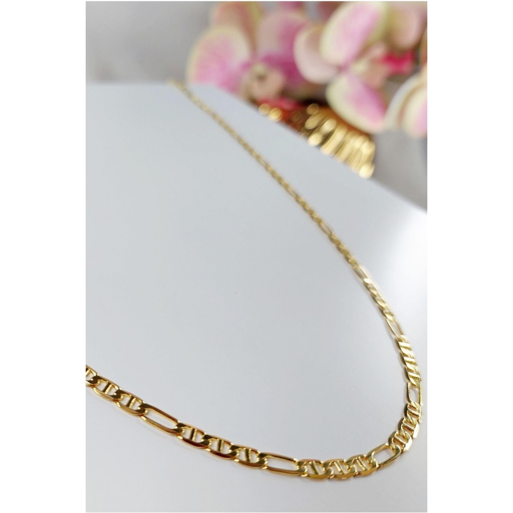 Colar Corrente com Elos Sequenciados Banhado em Ouro 18k MASCULINO - Dourado