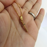 Colar Pingente Cruz com Detalhe de Zircônia Banhado em Ouro 18k - Dourado