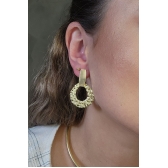 Brinco Circulo Trabalhado Banhado em Ouro 18k - Dourado