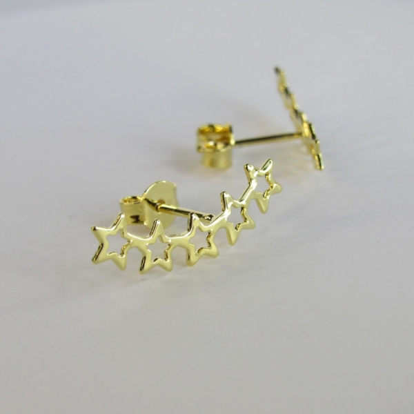 Brinco Ear Cuff Estrelas Pequenas Banhado em Ouro 18k - Dourado