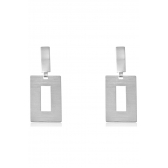 Brinco com Fio Retangular Banhado em Ródio Branco - Branco