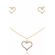 Conjunto de Coração com Zircônia e Corrente em Elos - Dourado