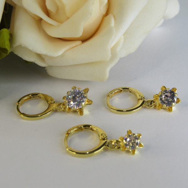 Trio Argolinha Estrelinha de Zircônia Banhado em Ouro 18k - Dourado