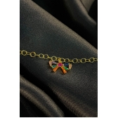 Pulseira Com Laço De Zircônias Coloridas Banhado em Ouro 18k - Dourado