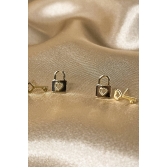 Brinco Duo Chave e Cadeado Banhado em Ouro 18k - Dourado