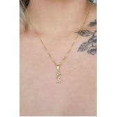 Colar Pingente Menino com Zircônia Colorida Banhado em Ouro 18k - Dourado