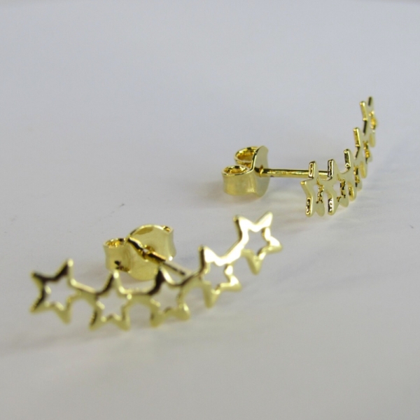 Brinco Ear Cuff Estrelas Pequenas Banhado em Ouro 18k - Dourado