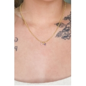 Colar Elo Português Pingente de Laço com Zircônia Banhado em Ouro 18k - Dourado