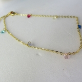 Tornozeleira Com Zircônia Coloridas Banhado em Ouro 18k - Dourado