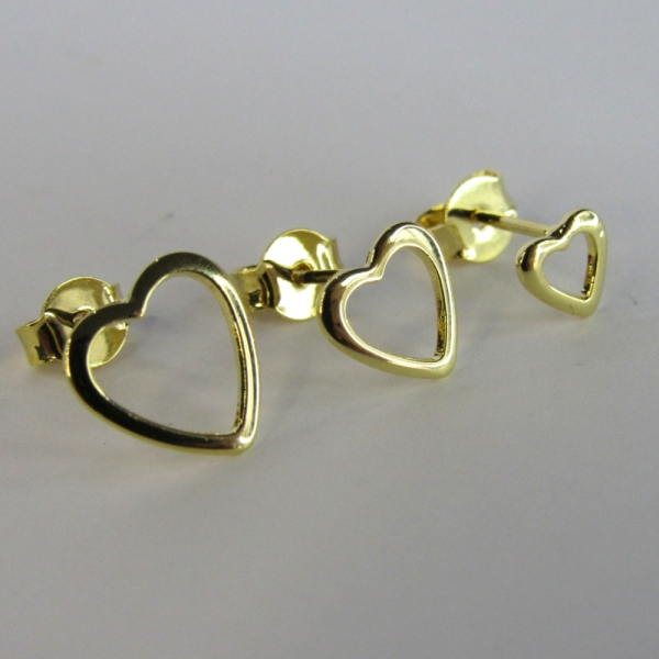 Trio de Corações Vazados Banhado em Ouro 18k - Dourado