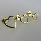 Trio de Corações Vazados Banhado em Ouro 18k - Dourado