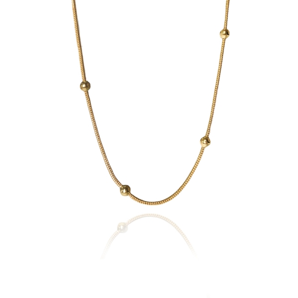 Pulseira Corrente Lisa com Bolinhas Banhado em Ouro 18k - Dourado