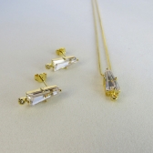 Conjunto Trapézio em Zircônia - Dourado