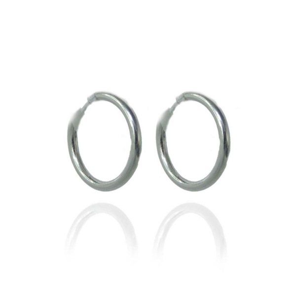 Brinco Argolinha Lisa 2x15 em Prata 925 - Prateado