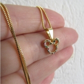 Colar Com Pingente Do Mickey De Zircônia Colorida Banhado em Ouro 18k - Dourado