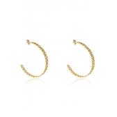 Brinco Argola Média Trabalhada com Vazado Banhado em Ouro 18k - Dourado