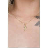 Colar Pingente Menina com Zircônia Colorida Banhado em Ouro 18k - Dourado