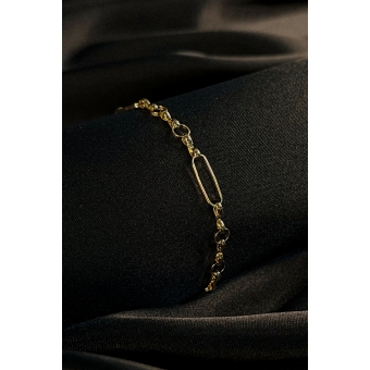 Pulseira Com Elo Ovalado e Elo Em Circulo Banhado em Ouro 18k