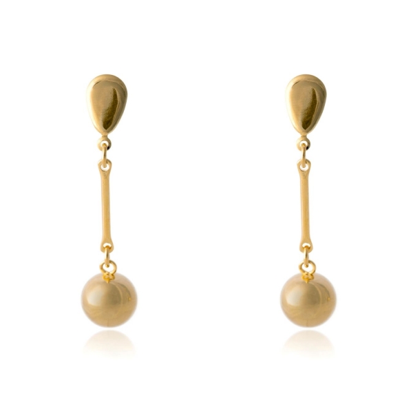 Brinco Médio com Fio e Bola Dourada Banhado em Ouro 18k - Dourado