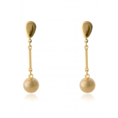 Brinco Médio com Fio e Bola Dourada Banhado em Ouro 18k - Dourado