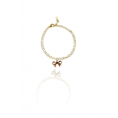 Pulseira Com Laço De Zircônias Coloridas Banhado em Ouro 18k - Dourado