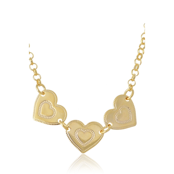 Pulseira com Chapa de Coração Banhado em Ouro 18k - Dourado