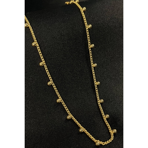 Choker Corrente com Bolinha Lisa Banhado em Ouro 18k - Dourado