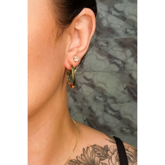 Brinco Argola Oval Banhado em Ouro 18k