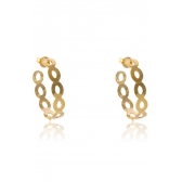 Brinco Argola Média com Vazados Ovais Banhado em Ouro 18k - Dourado