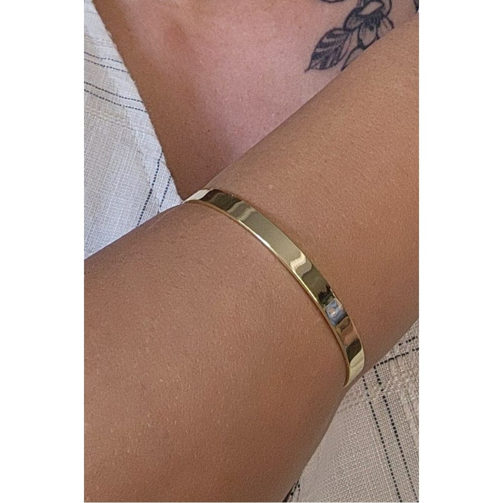 Bracelete Liso Largo Banhado em Ouro 18k - Dourado