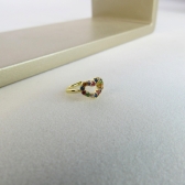 Piercing Fake Com Coração de Zircônias Coloridas Banhado em Ouro 18k - Dourado