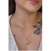 Colar com Pingente Argolinha de Coração Banhado em Ouro 18k - Dourado