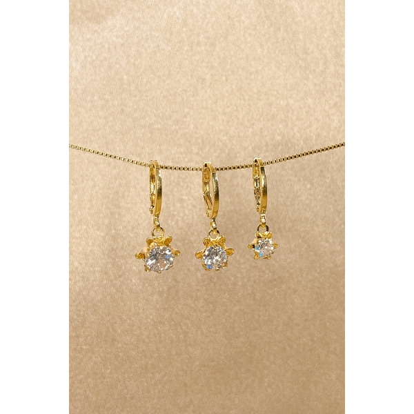 Trio Argolinha Estrelinha de Zircônia Banhado em Ouro 18k - Dourado