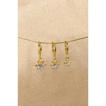 Trio Argolinha Estrelinha de Zircônia Banhado em Ouro 18k