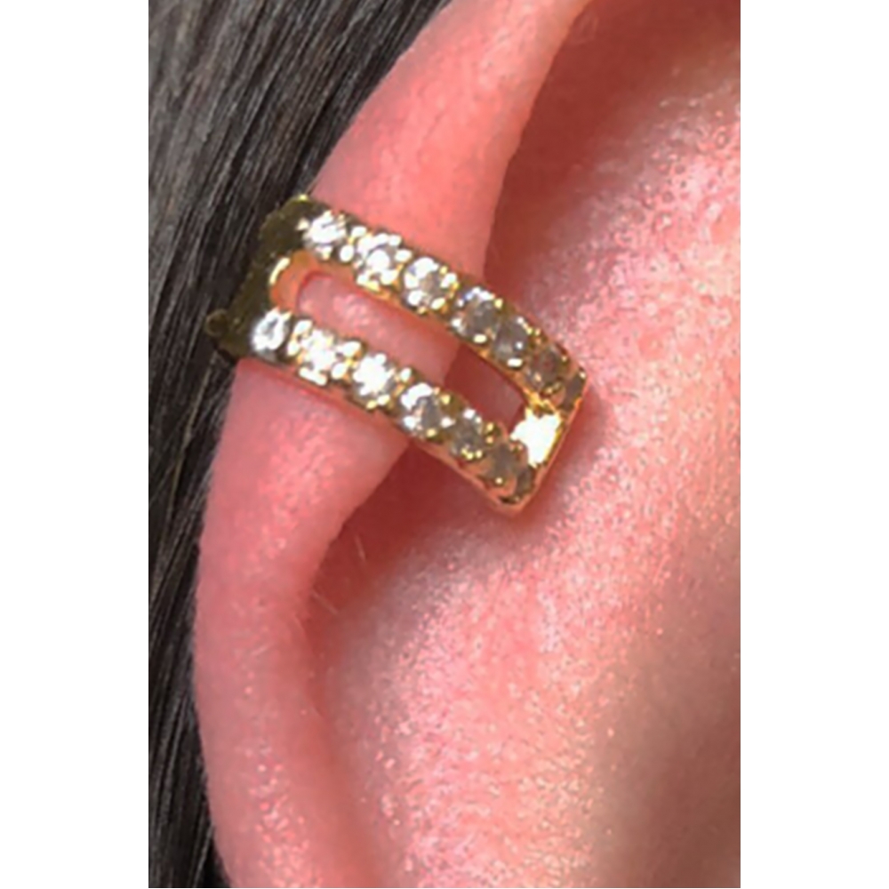 Piercing Fake Vazado com Zircônia Banhado em Ouro 18k - Dourado