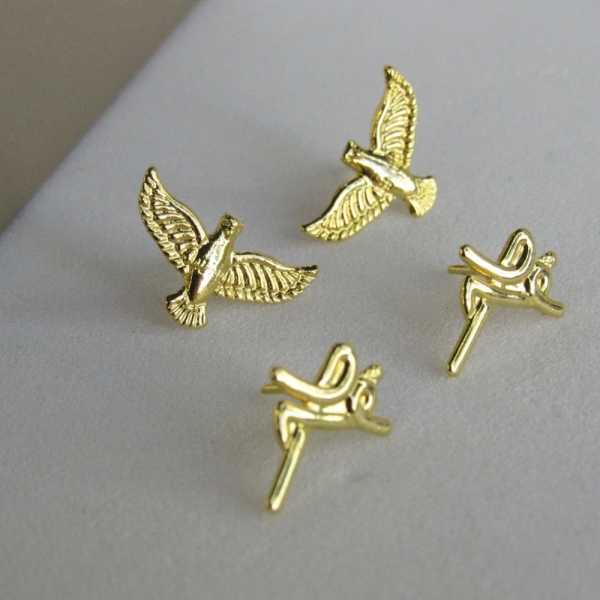 Brinco Duo com Brincos Religiosos Banhado em Ouro 18k - Dourado