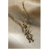 Colar Pingente Menino com Zircônia Colorida Banhado em Ouro 18k - Dourado