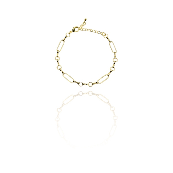 Pulseira Com Elo Ovalado e Elo Em Circulo Banhado em Ouro 18k - Dourado
