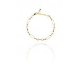 Pulseira Com Elo Ovalado e Elo Em Circulo Banhado em Ouro 18k - Dourado