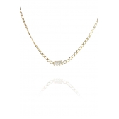 Choker de Corrente Chapada Com Zircônias ao Centro Banhado em Ouro 18k - Dourado